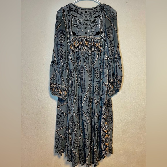 Free People Pink City Maxi Embroidered Blue Size S - Picture 7 of 10